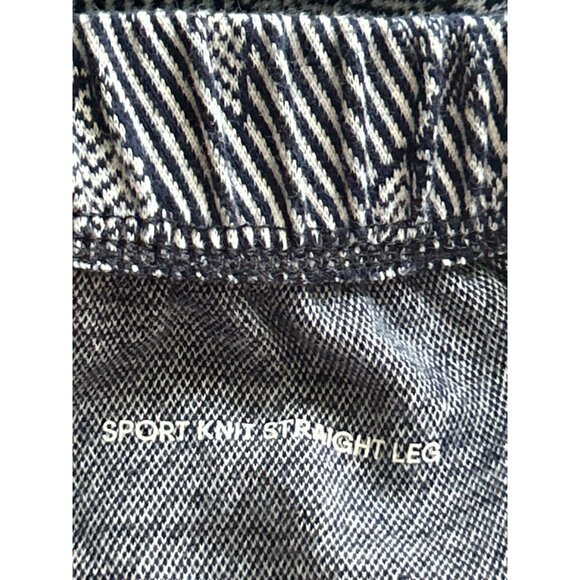 Lands End Sport Knit Straight Leg Pants S  Blue Leaf Pattern Elastic Waist - Picture 4 of 8